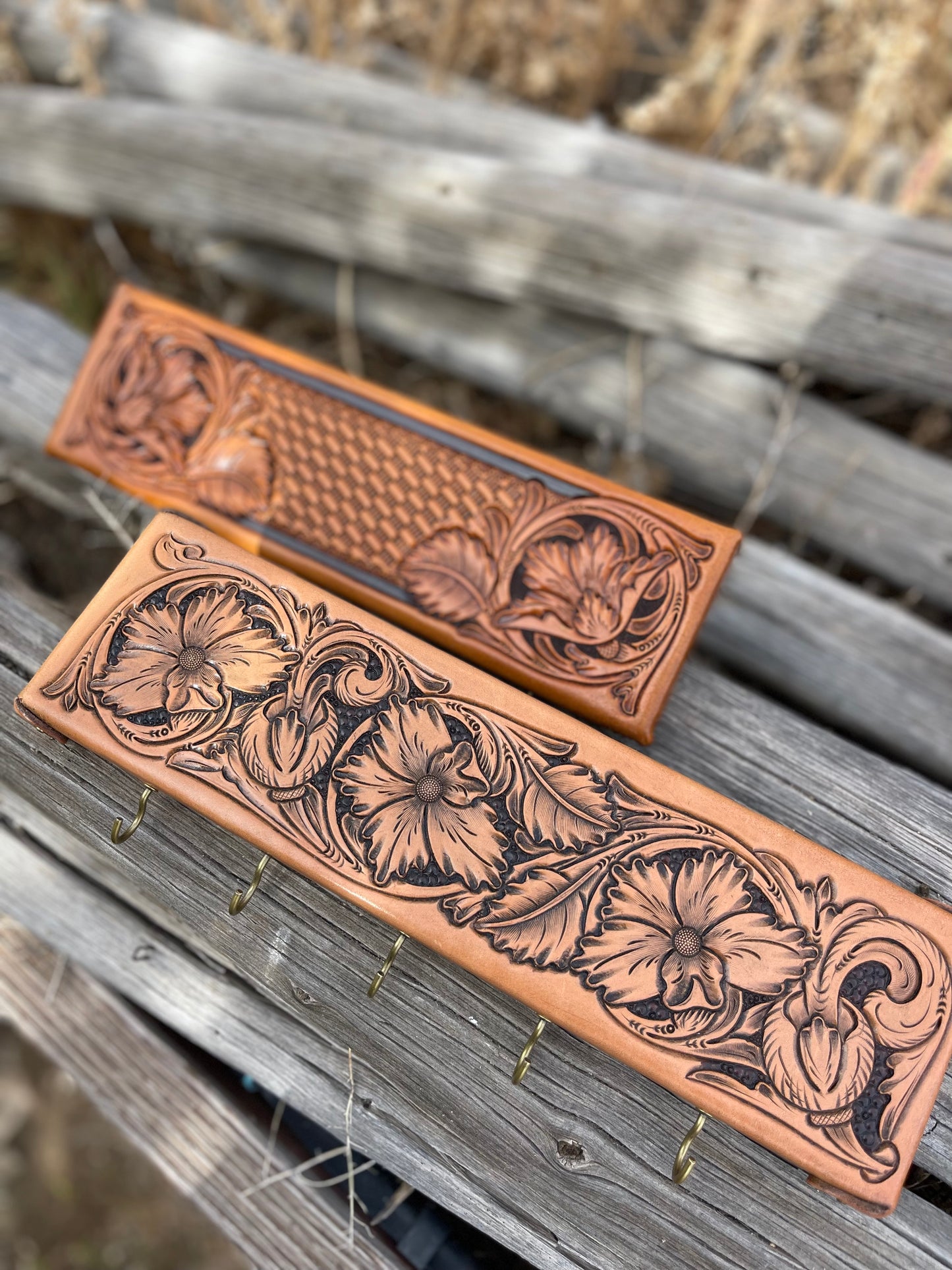 Hand Carved Leather Key & Jewlery Hangers