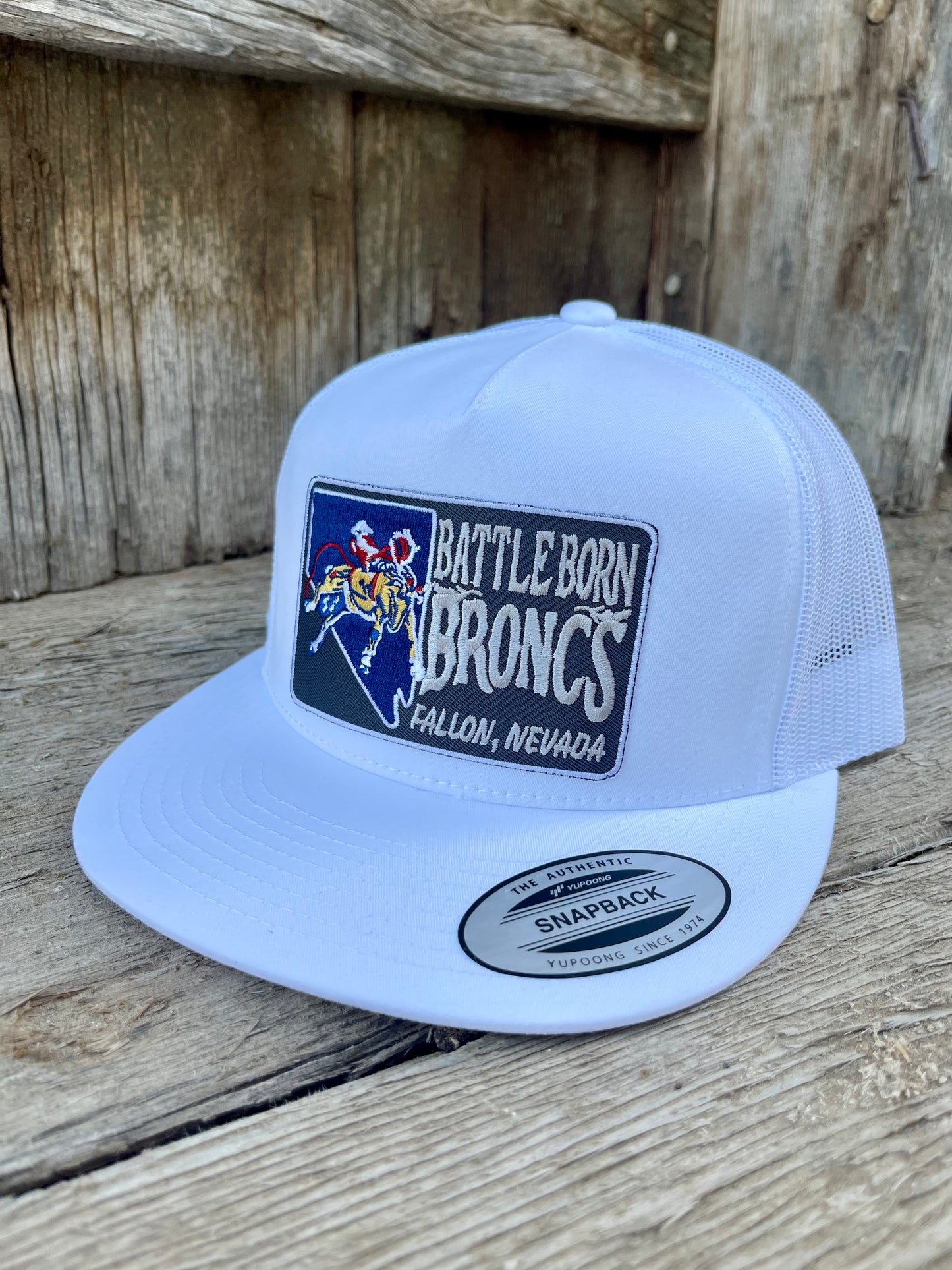Battle Born Broncs Silver State Flat Bill Snapback White