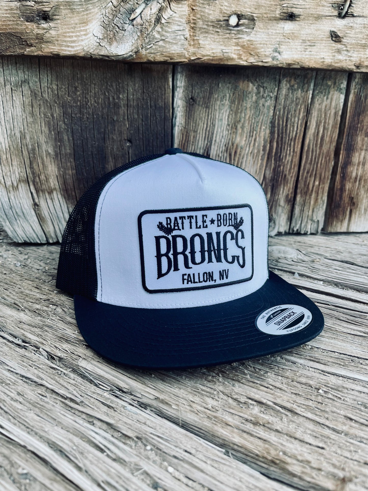 Battle Born Broncs OG Flat Bill Snapback Black & White Trucker