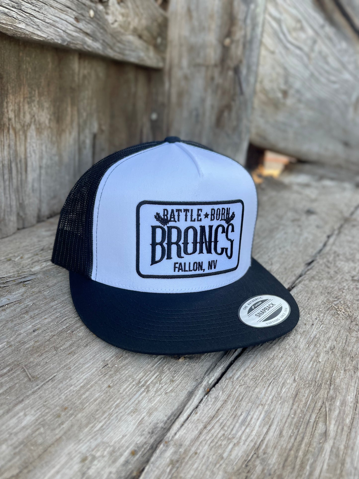 Battle Born Broncs OG Flat Bill Snapback Black & White Trucker