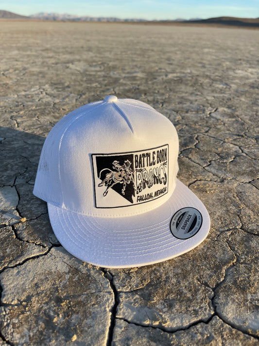Battle Born Broncs Nevada Patch Flat Bill Snapback White