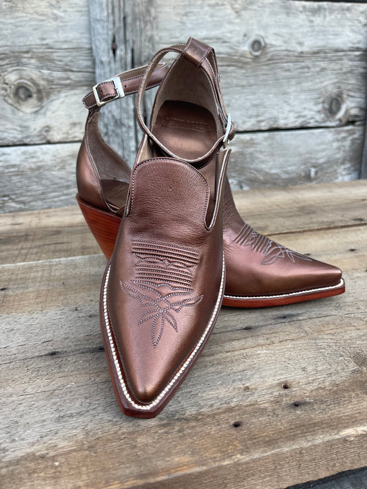 The Original Strappy Cowgirl Heel - Metallic Copper