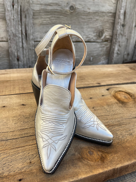 The Original Strappy Cowgirl Heel - Metallic Platinum