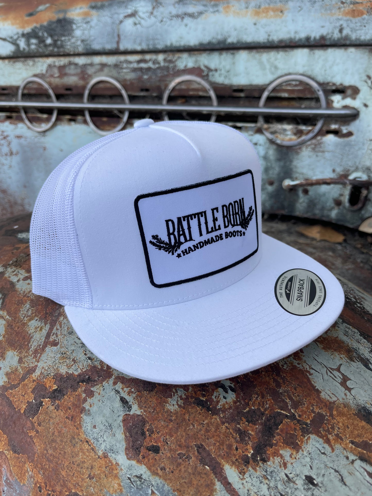 Battle Born Boots Flat Bill Snapback White