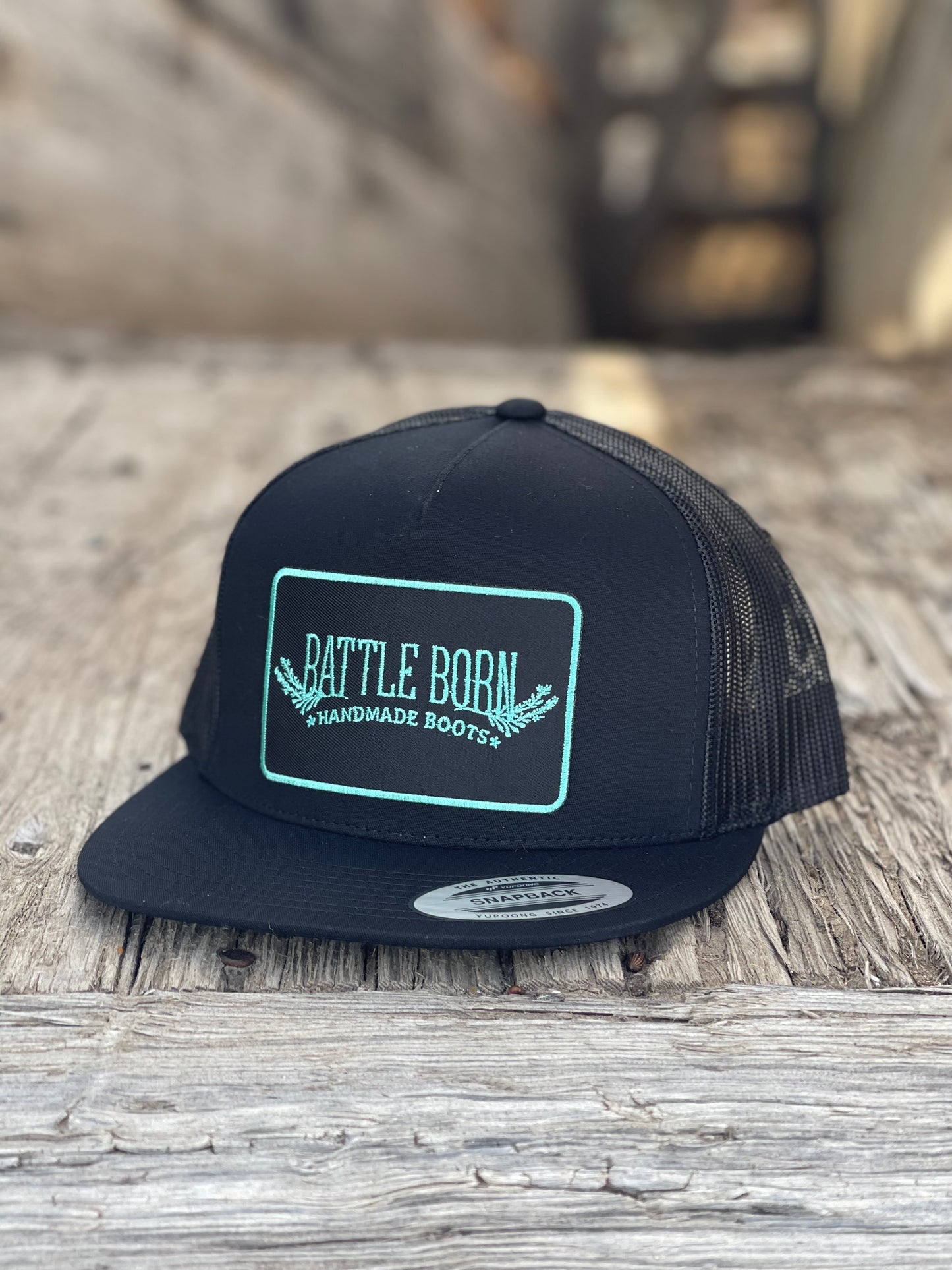 Battle Born Boots Flat Bill Snapback Black & Teal