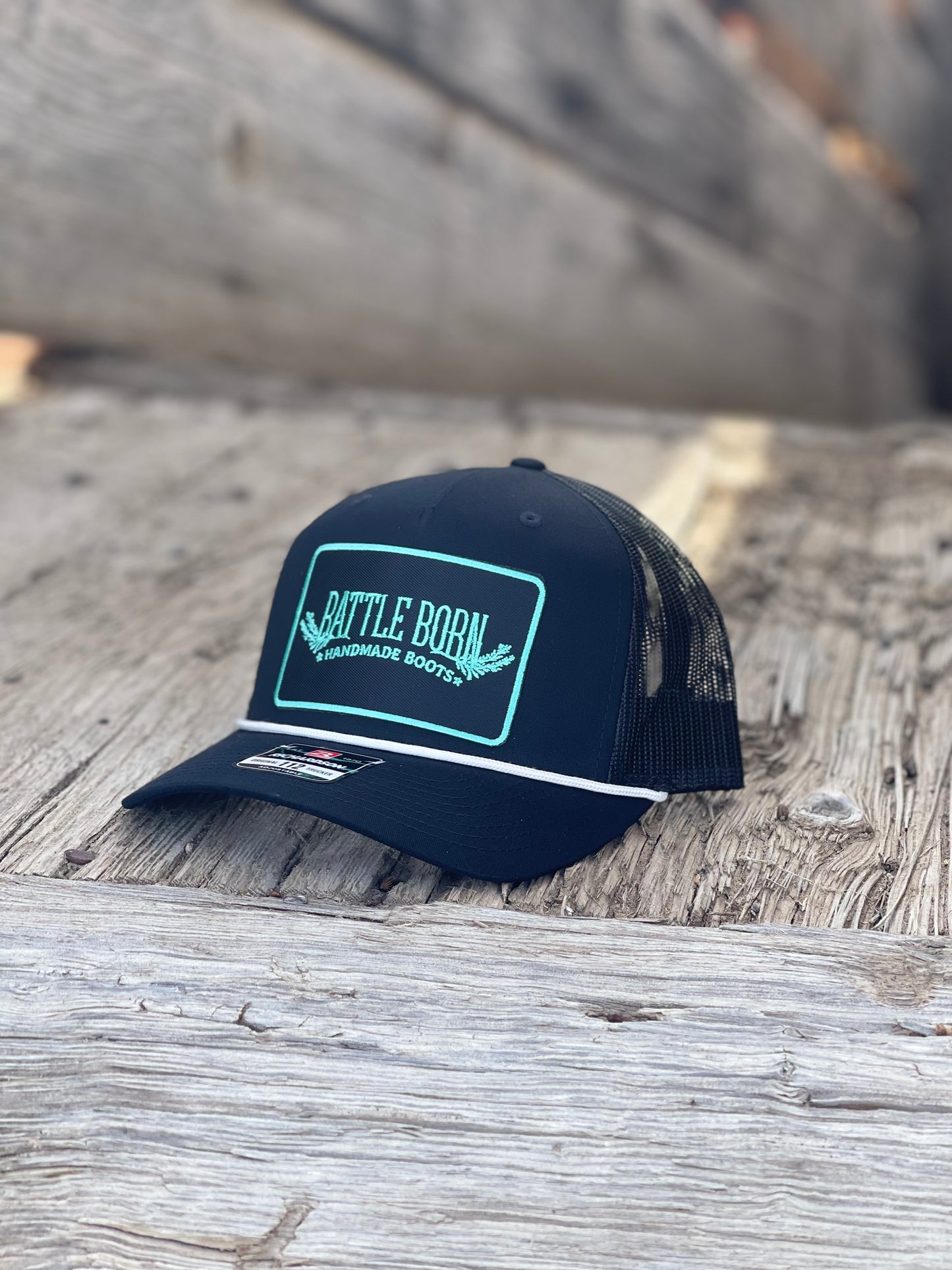 Battle Born Boots Curved Rope Snapback Black & Teal