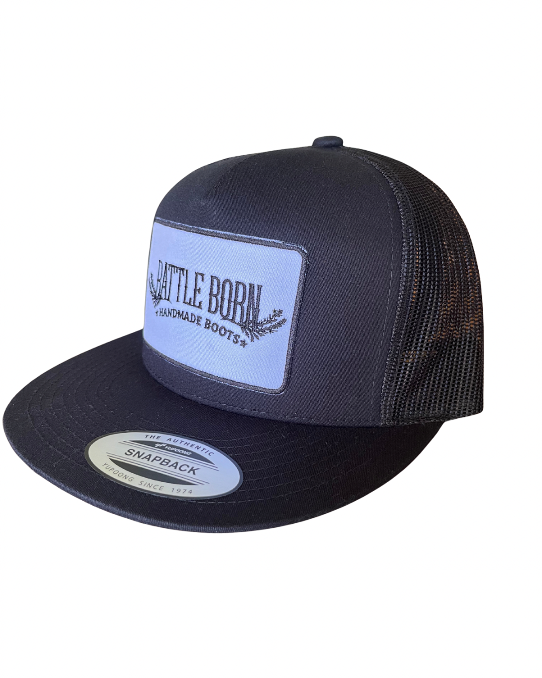 Battle Born Boots Flat Bill Snapback White on Black